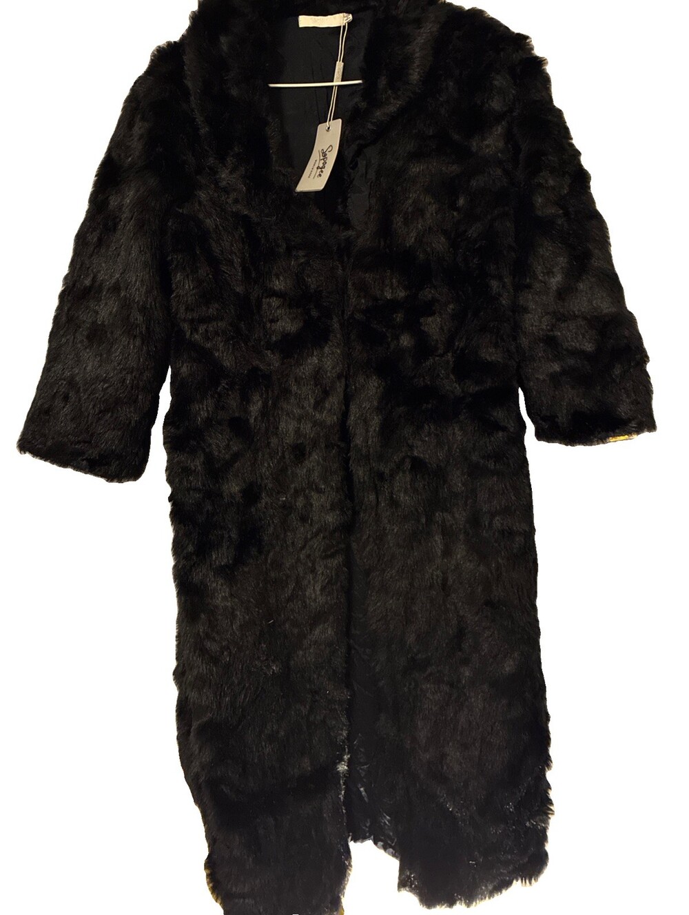 Faux Fur Jacket in Black Size L